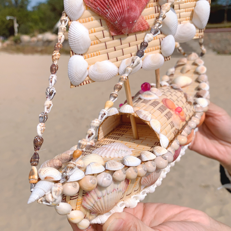 海螺壳贝壳船一帆风顺礼物海边家居装饰特色工艺品旅游纪念天然摆件