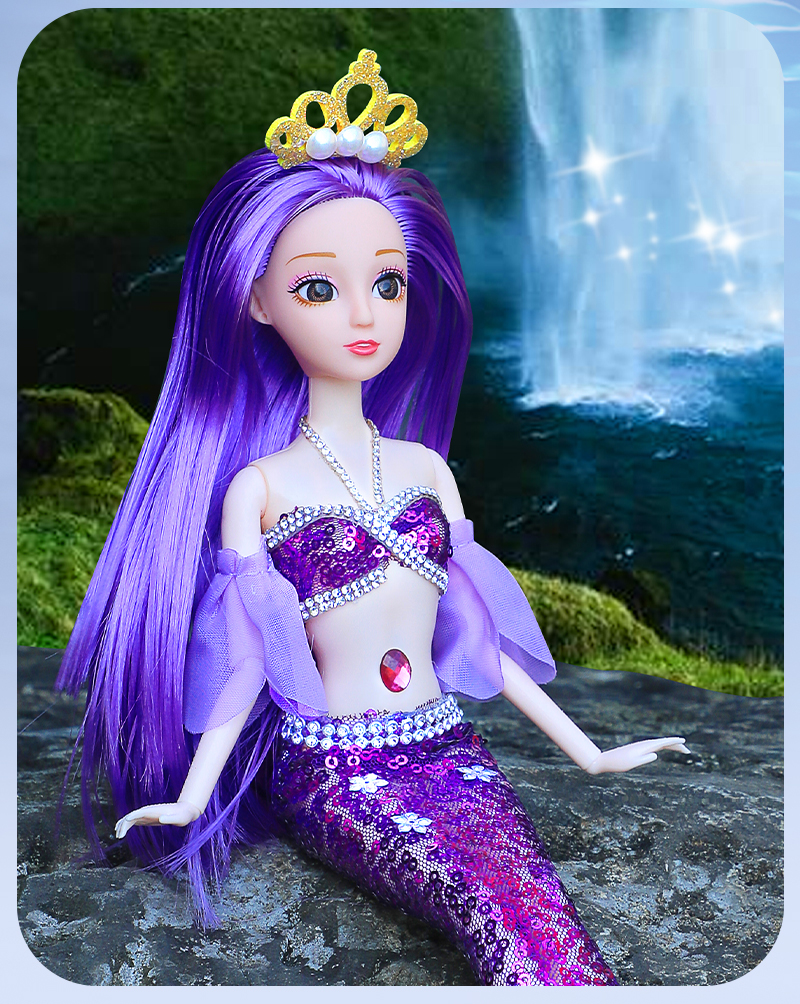 42厘米美人鱼芭比娃娃会说话的公主精致手工玩偶仿真儿童玩具女孩浅仔