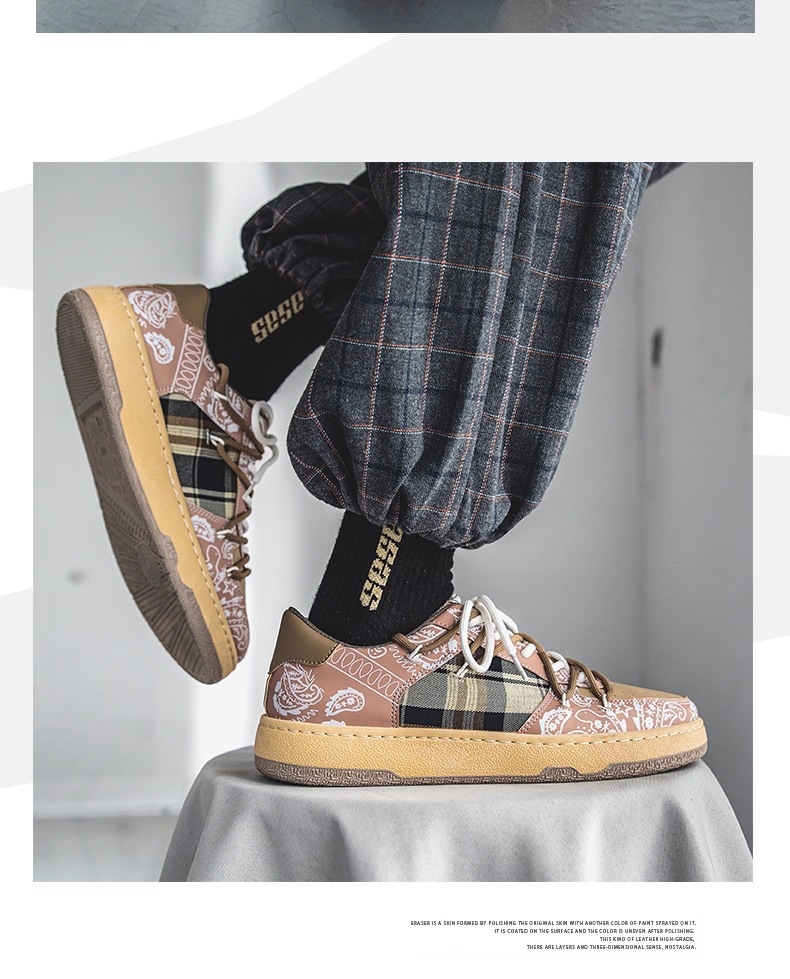 新款腰果花板鞋男生韩版潮流休闲复古ins鞋子男潮鞋运动港风板鞋黑色