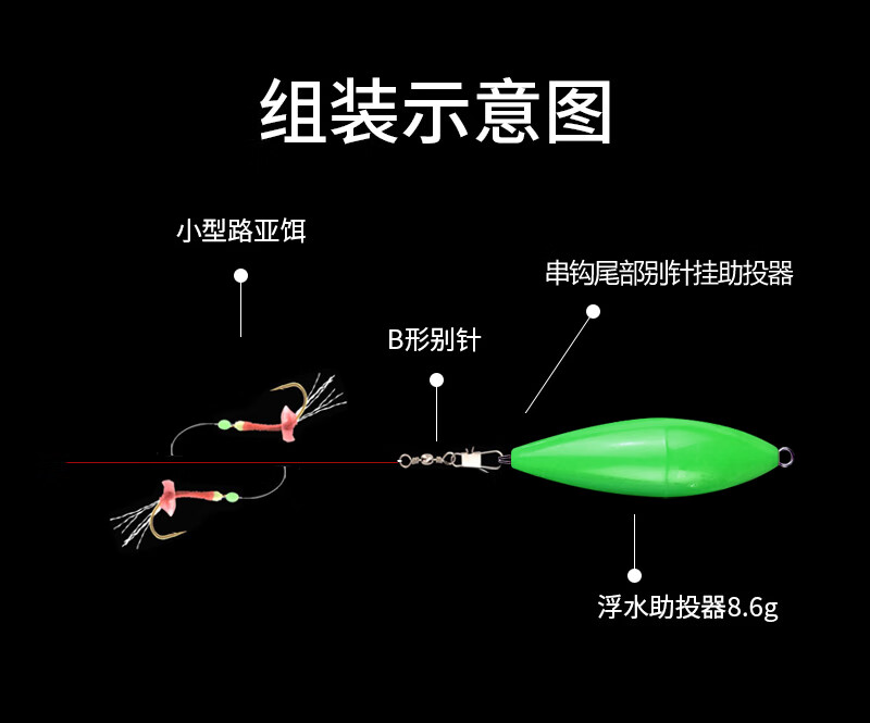 儒煜 仿生串钩钓组飞蝇线组套装翘嘴仿真路亚亮片鱼皮马口白条鲈鱼