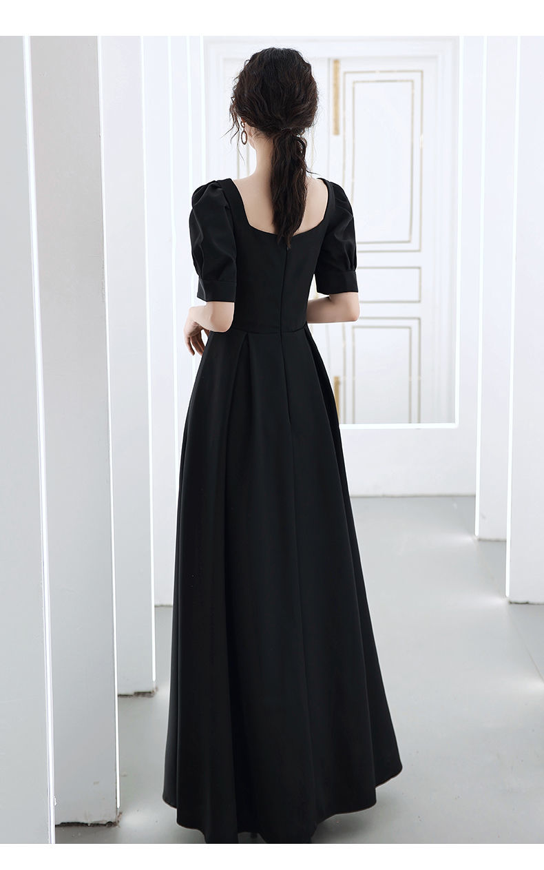 黑色年会礼服女2021新款宴会气质平时可穿名媛高端法式连衣裙长款黑色