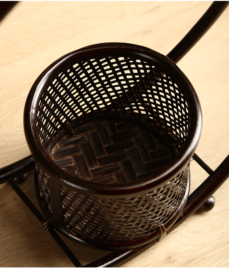 园艺以琛手工仿古竹编包竹篮子茶篮杂物篮装饰摆设花器花插竹制品摆件