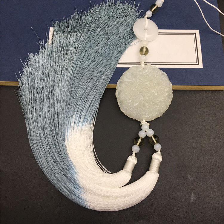 龙凤玉佩 灰白双色流苏