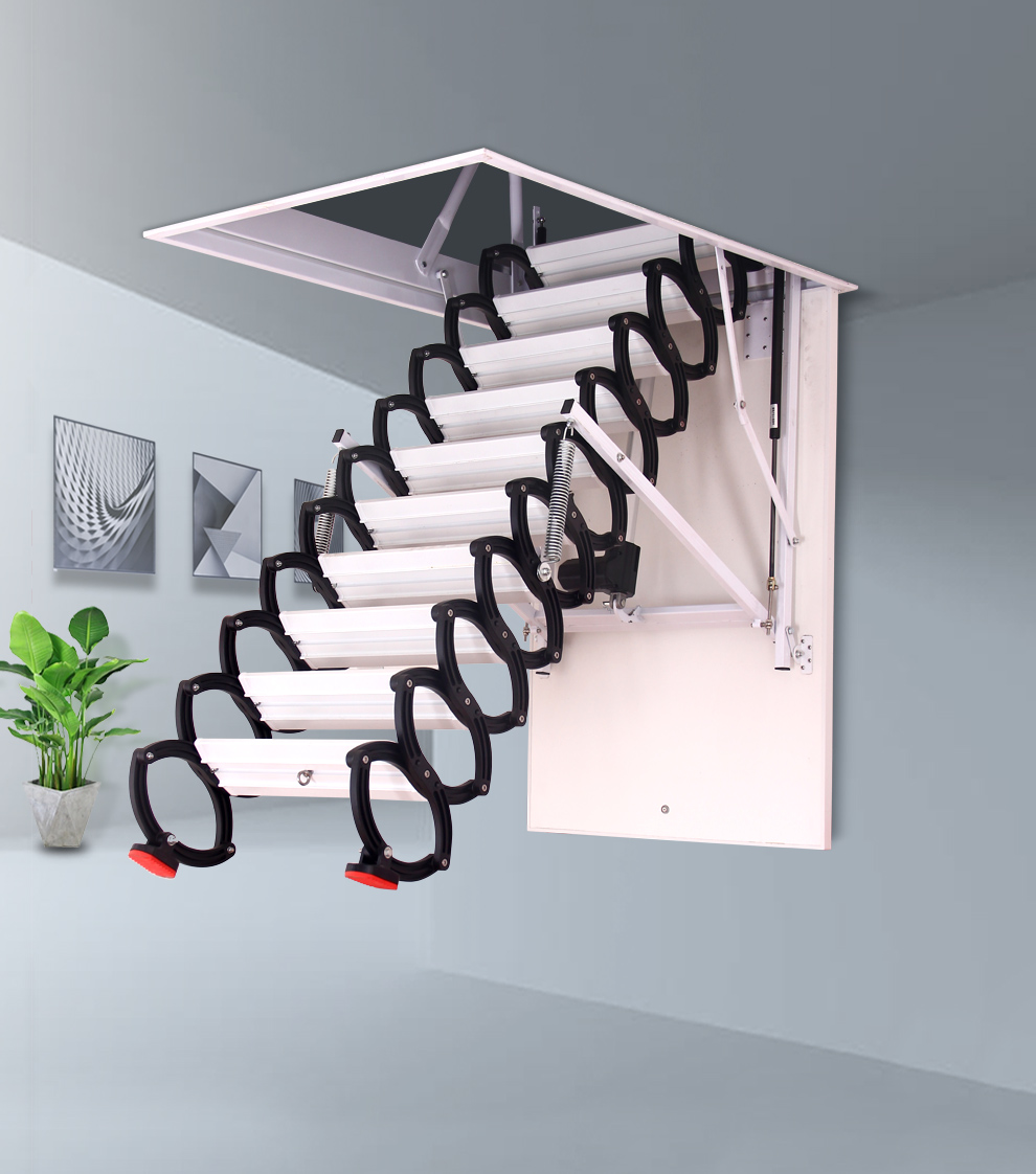 梯子加厚阁楼伸缩楼梯折叠升降楼梯家用复式别墅室内收缩拉伸隐形梯子