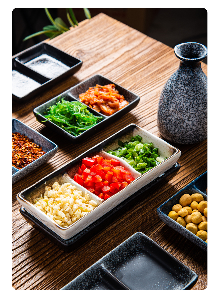 烤肉蘸酱碟烤肉调味碟陶瓷蘸料盘小碟子酱料碟日式酱油碟调料碟两多格