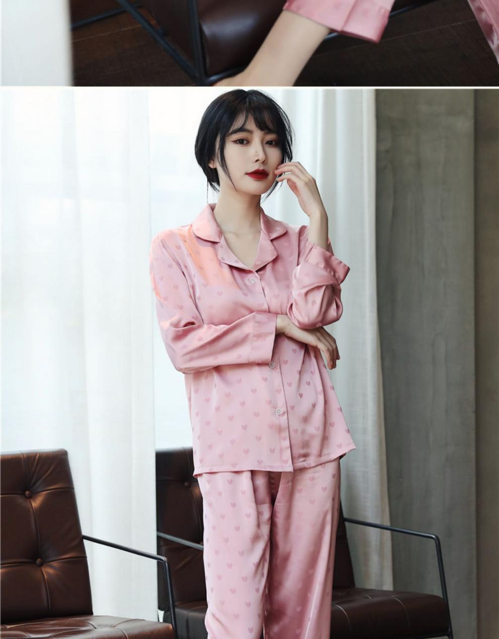 俞兆林2021新款时尚真丝睡衣女长袖夏季冰丝绸桑蚕丝家居服春秋两件