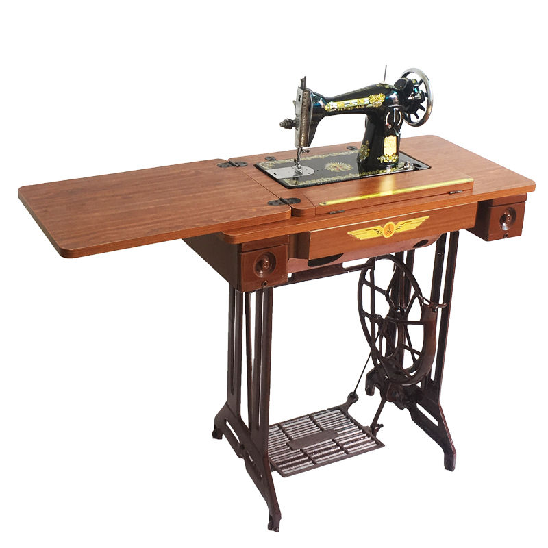 老式缝纫机台板老式缝纫机台板实木面板脚踏踩裁缝机二斗桌面蝴蝶飞人