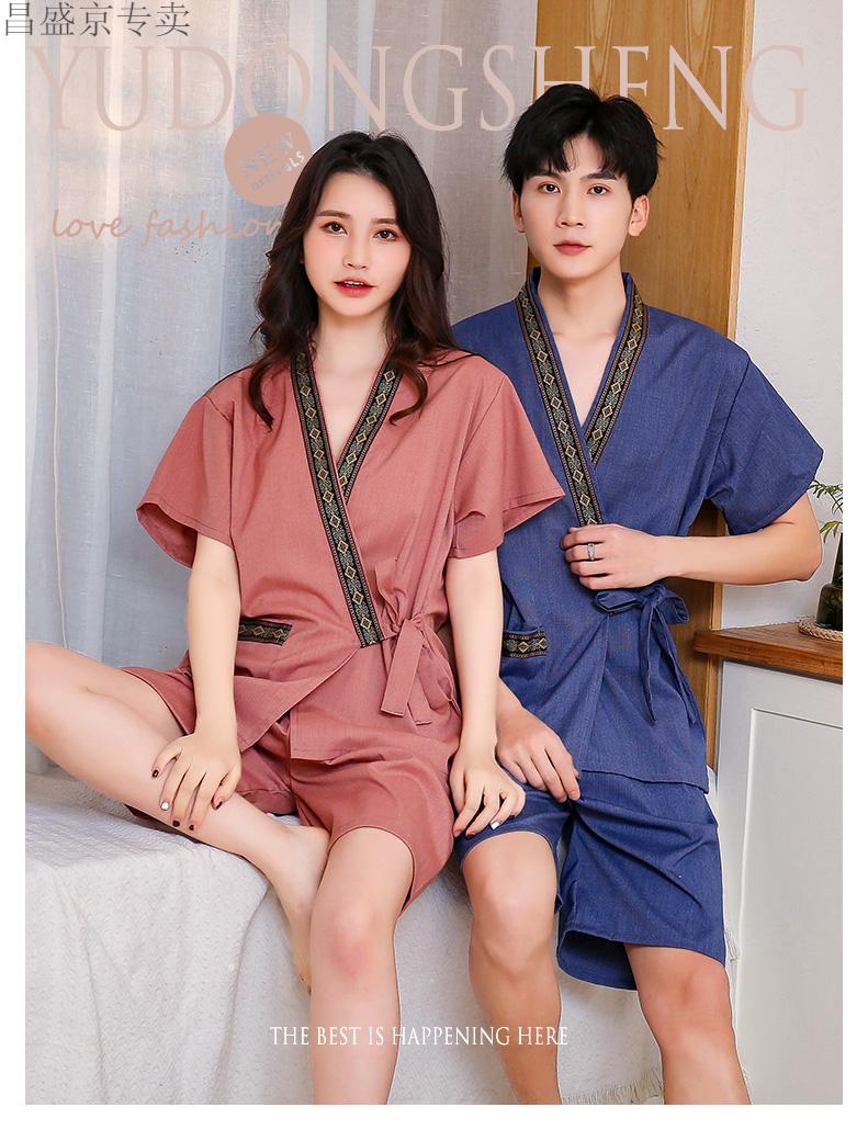 centuryboy桑拿日式和服家居情侣睡衣汗蒸女套装男浴袍泰式会所sq2106
