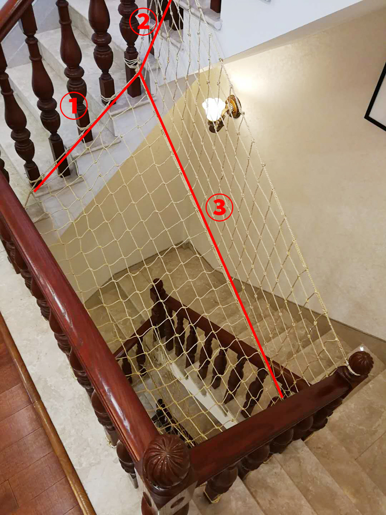 楼梯护栏防护网儿童楼梯护栏网高空坠物楼梯防护网阳台防坠网手工尼龙