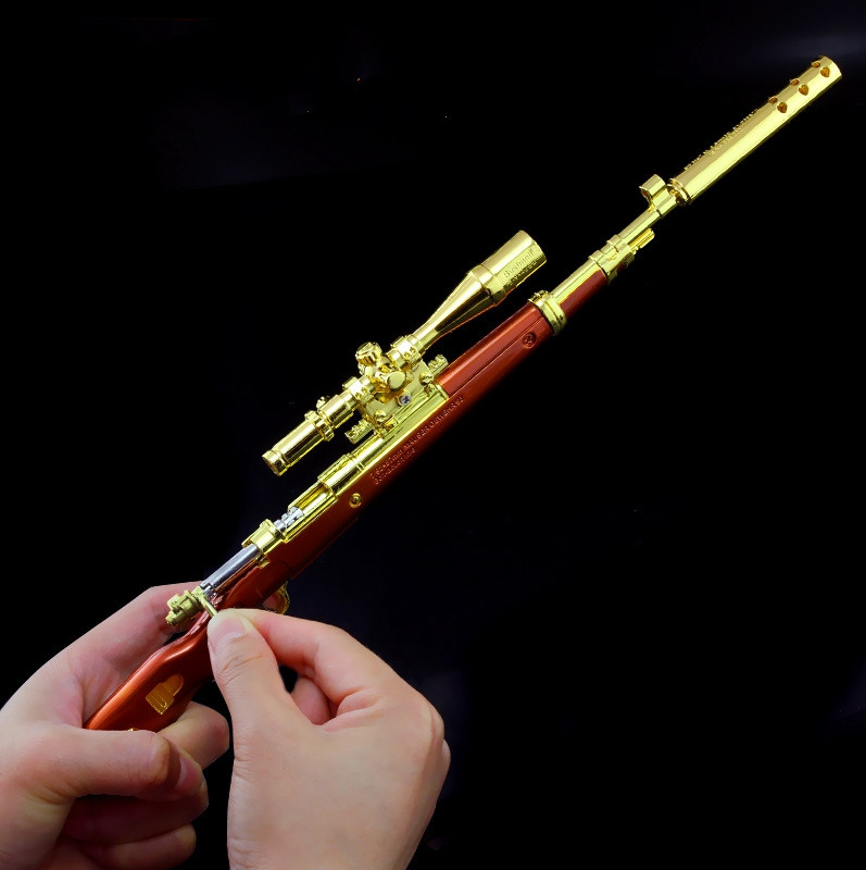 黄金98玩具枪k金属玩具枪儿童scar突击步抢模型11镀金属大号抛壳金属