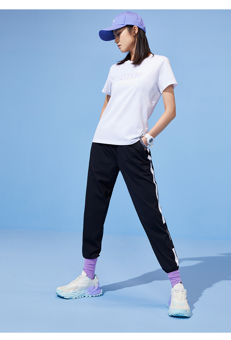 安踏运动九分裤女2021夏季新款直筒收口束脚休闲针织长裤裤子潮