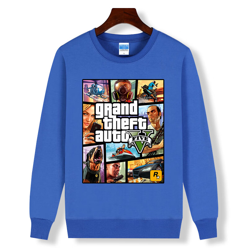 圣安地列斯男侠盗飞车加绒衣服猎车手游戏长袖 长袖蓝色-侠盗标题 加