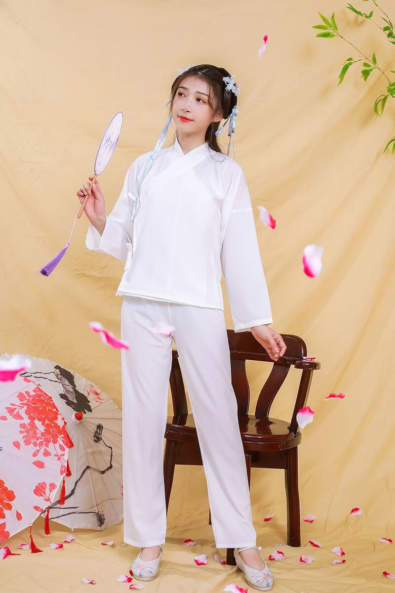 汉服圆领袍汉服斜领中衣中裤里衣内搭百搭内衣传统黑色裤子xl