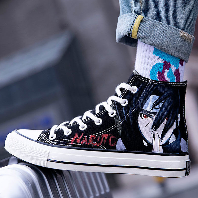 火影忍者鞋男鞋夏高帮帆布鞋男ins火影男士布鞋子潮流休闲鞋学生板鞋