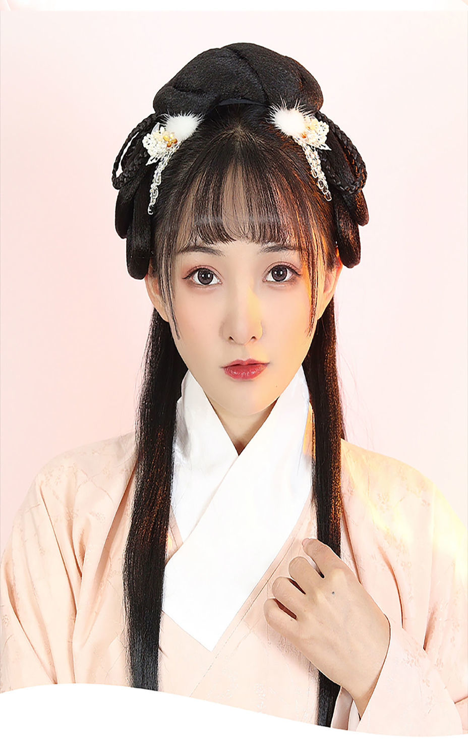 汉服假发一体式发包古风发髻懒人发箍古装造型隐形无痕垫发全头套大桃