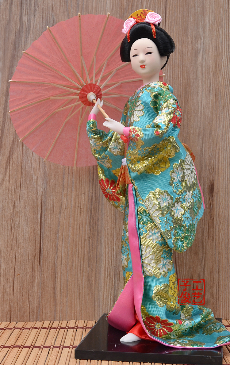 曲美思14寸日本人偶人形艺伎和服娃娃摆件居酒屋料理店酒店装饰礼品38