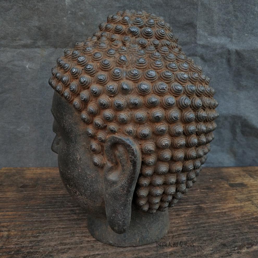 佛头摆件佛头摆件佛首禅意释迦牟尼佛像茶室玄关客厅家居铁器虎年新款