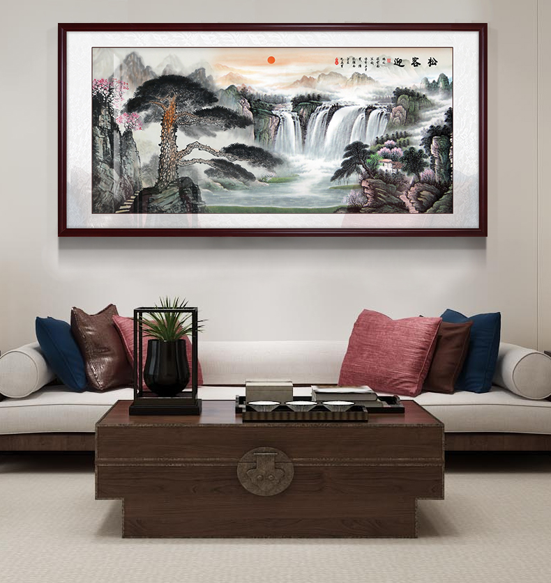 欧艺美迎客松国画山水画中式装饰画客厅沙发背景墙挂画办公室壁画墙画