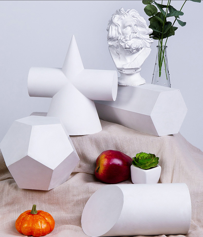 石膏像雕塑几何体美术教具美术模型球体静物写生摆件大号长方体正方体