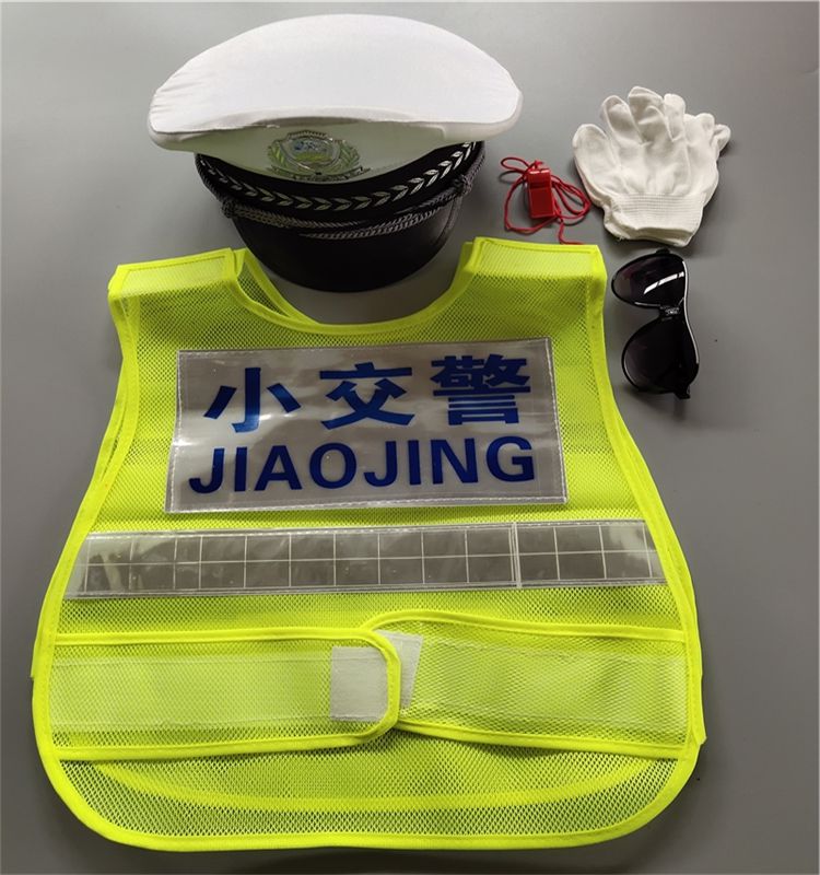 马甲幼儿园角色扮演小交警官表演服装黑色单件马甲120cm120140cm中号