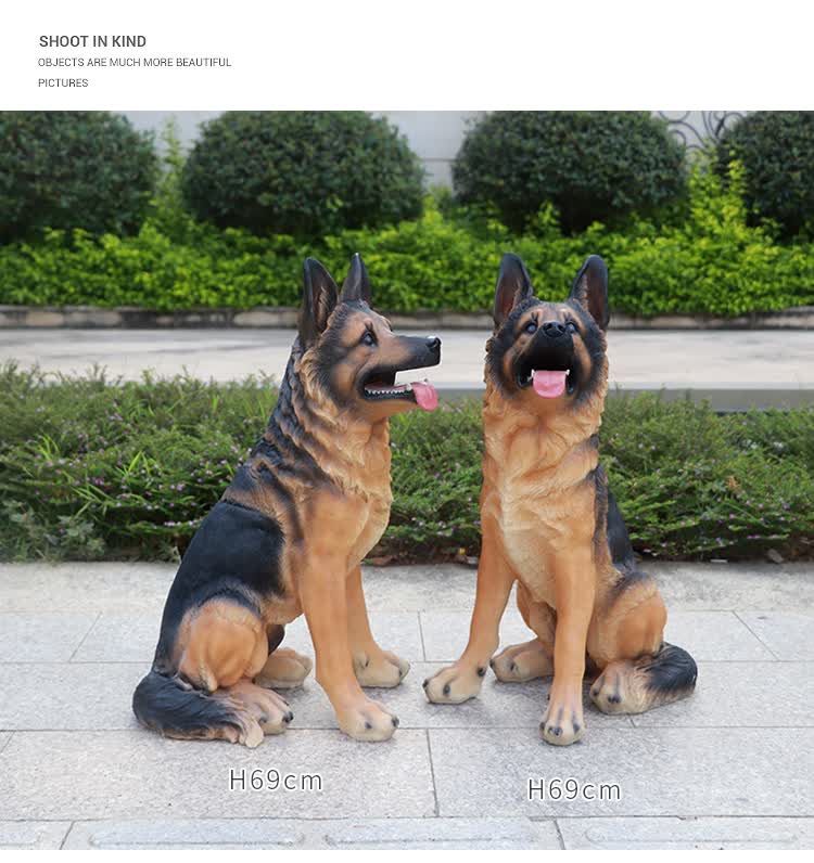 狼狗模型家庭客厅玄关宠物店仿真动物装饰大型落地摆件狗 左顾坐姿30*