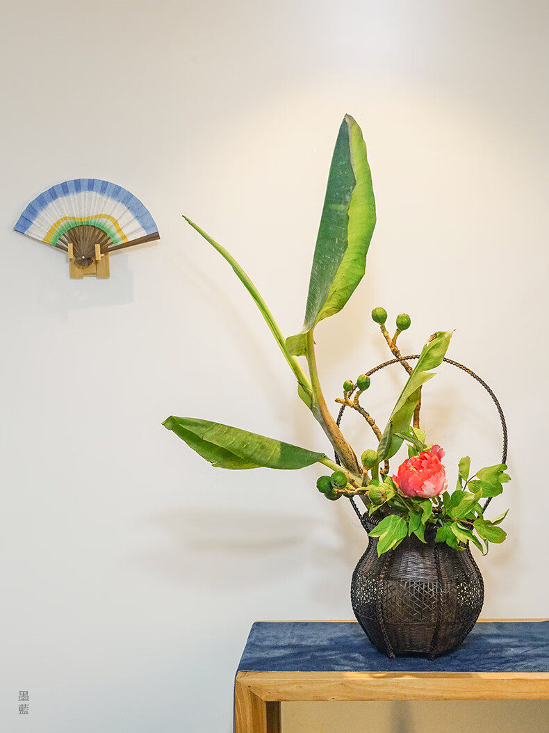 园艺 中华花艺复古竹编花篮竹篮篮子花器禅意仿古中式插花器皿花道