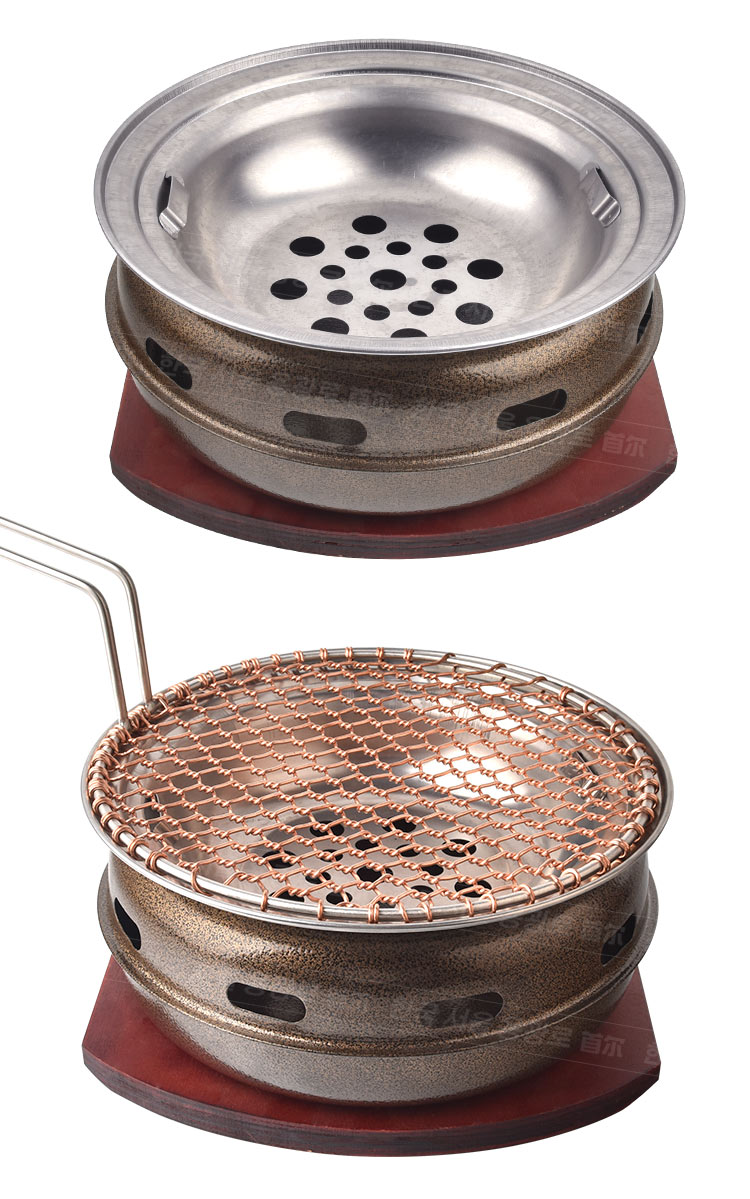 韩式碳烤炉家用日式火盆烤肉炉圆形炭烤炉韩国烧烤炉烧烤架烤肉锅