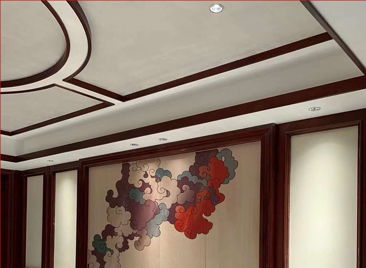 新中式平板客厅吊顶装饰线条电视背景墙硬包边框线烤漆