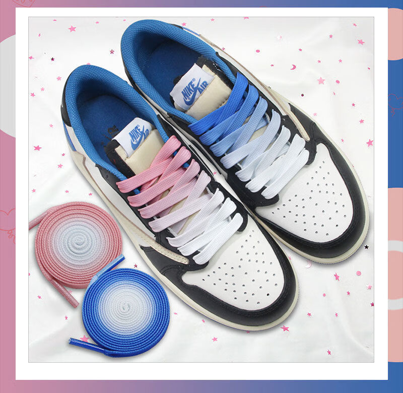适配aj·1low低帮白蓝黑闪电倒钩粉色鞋带原装高帮ts麻绳米白色鞋绳