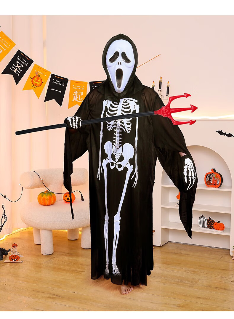 迪士尼/disney万圣节儿童服装恐怖衣服骷髅骨架幽灵男童扮鬼披风服饰