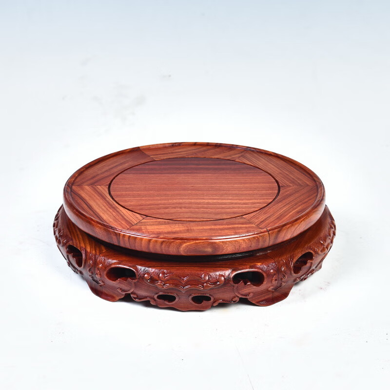 琴书侣木雕花瓶圆形底座实木架鱼缸底座剑缸画筒底座木质红檀加高内径