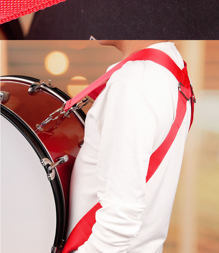 交叉款大军鼓背带红色白色成人金属挂钩学校礼仪管乐队乐器配件红色