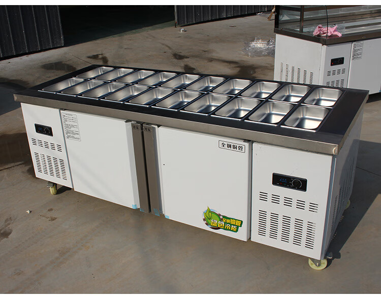 开槽沙拉台商用冰粉凉菜保鲜冷藏小菜冰箱水果捞四果汤冰粥展示柜定制