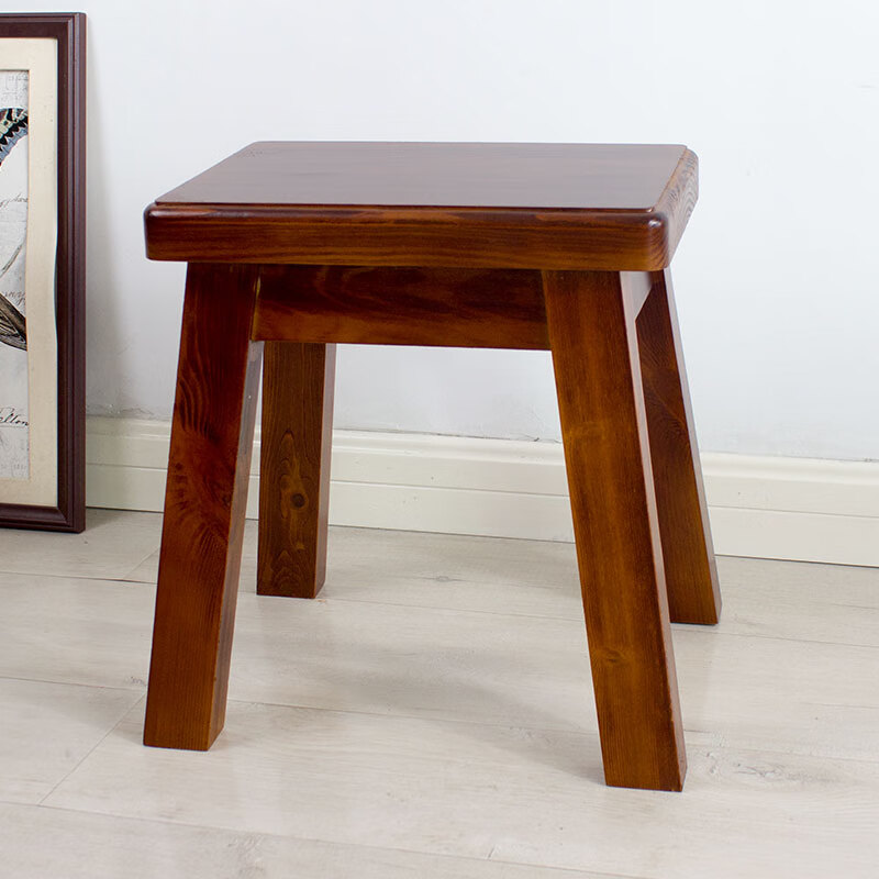 方凳客厅木凳小凳原木小凳子家用小矮凳木头凳子实木方登栗壳色水曲柳