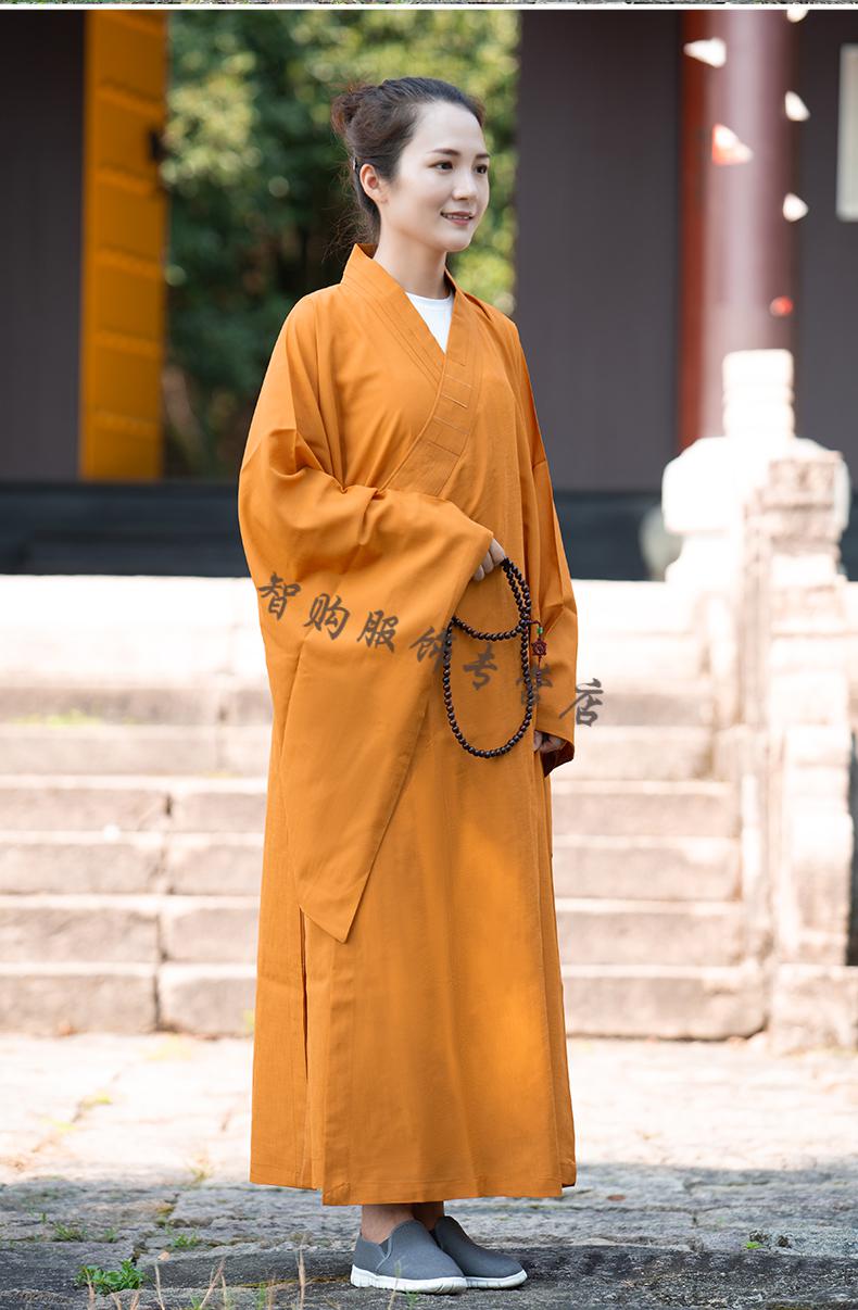 寺庙女士衣服大码佛教用品僧服海青居士服男四季海清长褂僧衣女袈裟