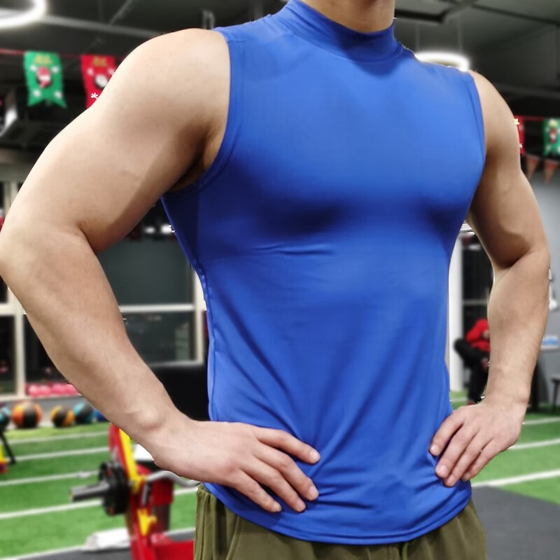 财俊橦新品紧身背心男高弹力肌肉男无袖紧身速干弹力运动坎肩健身t恤