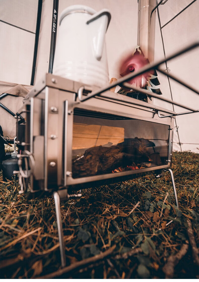 三峰出 户外炎炉柴火炉子露营帐篷炉折叠野餐炉子取暖烧烤炉具不锈钢