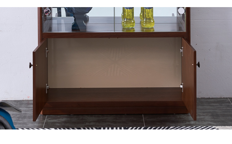 客厅酒柜简约现代多功能靠墙电视边小带锁展示柜双开门玻璃装饰柜黑色