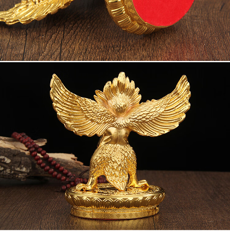 zcqbcy藏传佛教大鹏鸟摆件合金鎏金吉祥如意大鹏金翅鸟佛像摆件家居