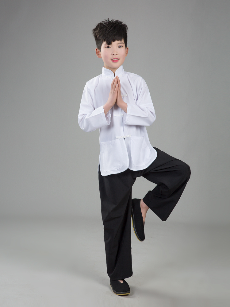 簘蕥男装咏春拳服装叶问李小龙唐装古装传统儿童同款功夫演出服黑色