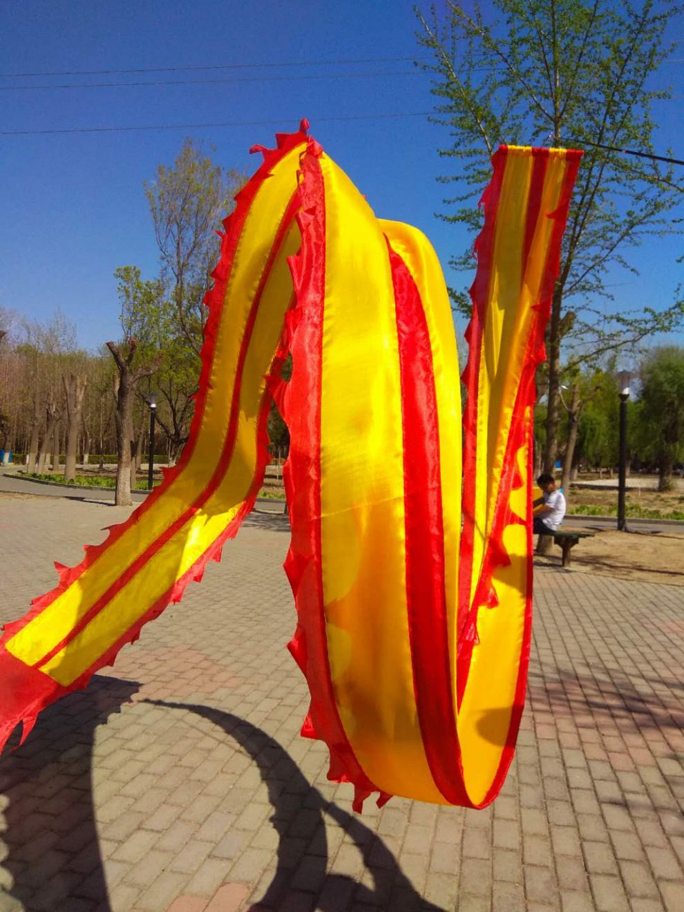 广场舞龙彩带舞龙丝带单手甩龙飘龙耍龙彩绸12m伸缩杆