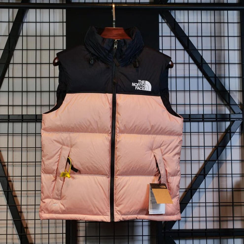 动感北面美版服1996男马甲白鸭绒保暖潮流女背心冬 米白色 l(130-150