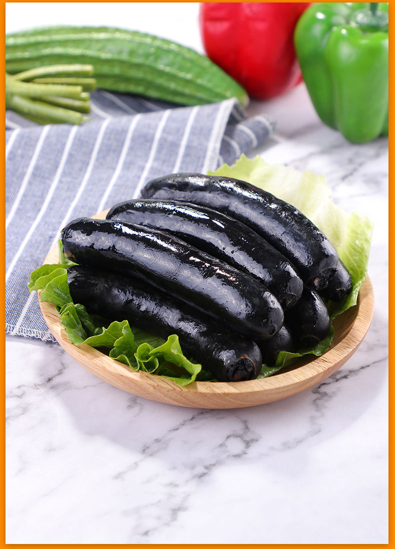 10根墨斗鱼香肠纯肉烤肠手工墨鱼肠早餐烧烤肠黑色墨鱼热狗肠一口肠