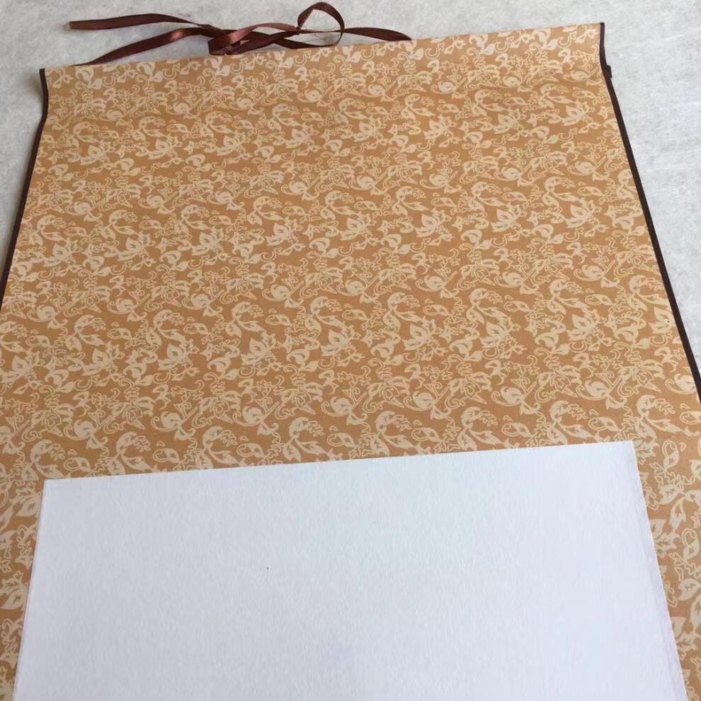 茂茂礼品空白画轴仿绫四尺空白卷轴挂轴横幅书法作品纸半生熟国画装裱