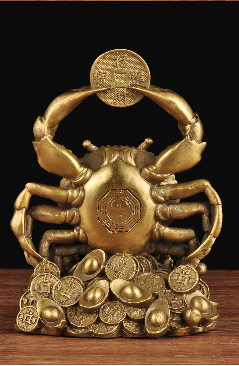 富甲一方全铜螃蟹摆件风水金钱蟹大将军家居客厅大螃蟹工艺品富甲一方