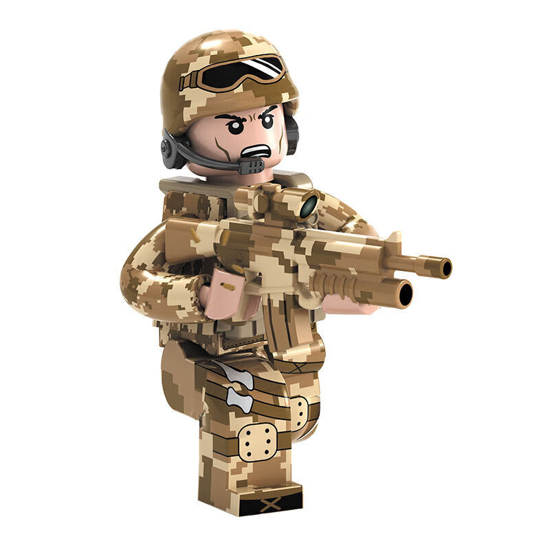 乐高(lego)国陆军迷彩特种兵部队军事小人仔男孩子积木枪拼装玩具生日