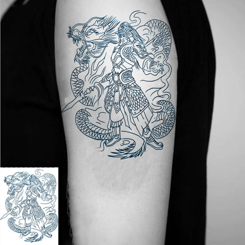 芭雅莲般若纹身贴刹车印防水纹身贴传统般若艺男女逼真花臂小腿手臂