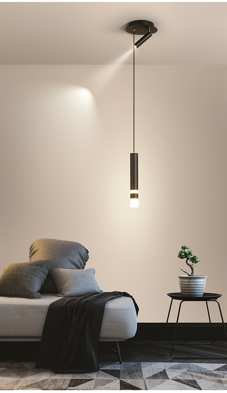 晗亮床头吊灯现代简约轻奢卧室吧台灯极简长线过道玄关单头小吊灯射灯