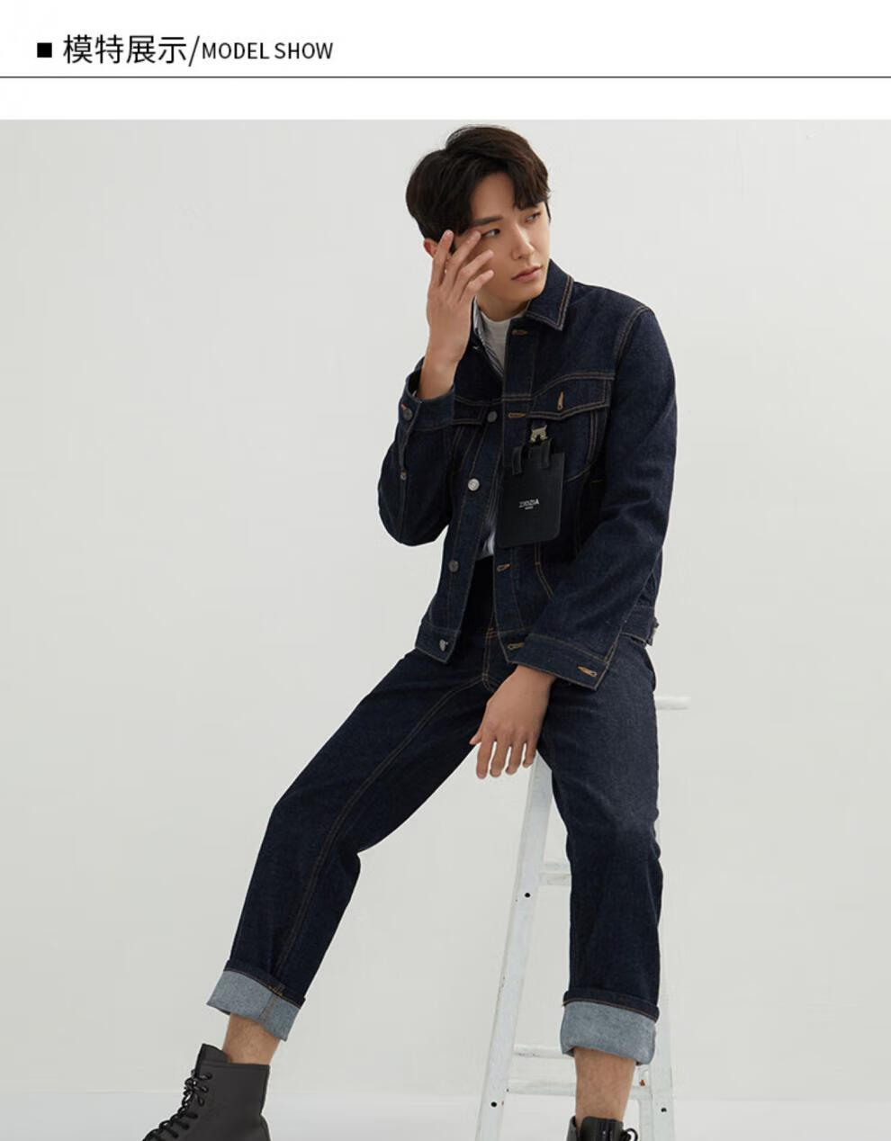 ziozia2021春季新款时尚休闲舒适简约男装藏青色夹克 藏青色 110/185