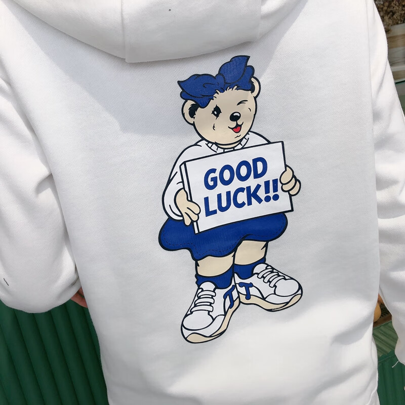 weenie官方同款小熊2021春季新款女装卡通印花小熊连帽卫衣 运动开衫